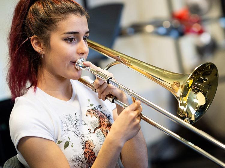 Trombone player from the Purcell School for Young Musicians