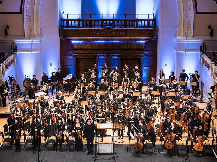 The Purcell School Symphony Orchestra on stage at Cadogan Hall
