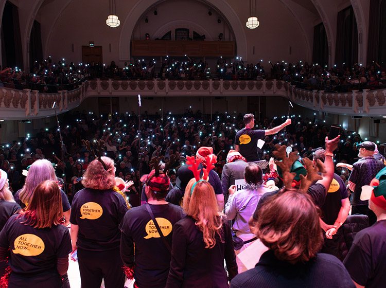 The Choir with No Name Big Christmas Singalong at Cadogan Hall with the audience in the background