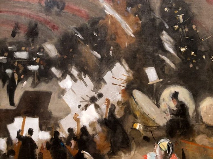 Detail of the painting 'Rehearsal of the Pasdeloup Orchestra at the Cirque d'Hiver' by John Singer Sargent (c. 1879)