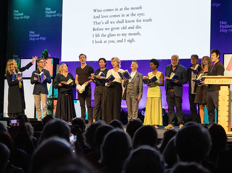 Allie Esiri's A Poem for Every Night of the Year, Live on Stage. Photo by Billie Charity/Hay Festival.