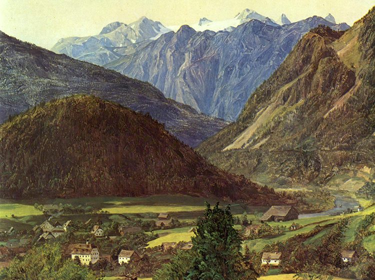 Der Dachstein vom Sophienplatze aus - detail from an 1835 oil painting by Ferdinand Georg Waldmüller